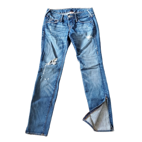 True Religion jeans gwen skinny ankle zip distressed womens size 26 - Picture 1 of 7